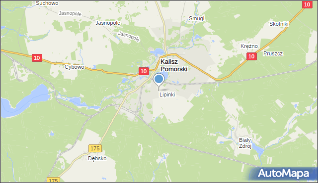 mapa Lipinki, Lipinki gmina Kalisz Pomorski na mapie Targeo